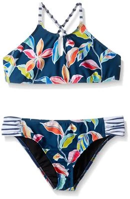Splendid Big Girls' High Neck X-Back Bikini Swimsuit Set Multi Size 10
