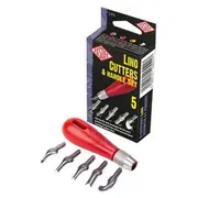 Essdee Lino Cutters & Handle Set 5 Pack