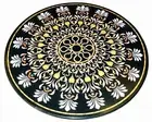 Round Marble Dining Table Top Shiny Gemstone Inlay Work Office Meeting Table