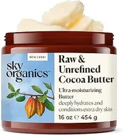 Raw Unrefined Cocoa Butter by Sky Organics 100% Pure Raw Cocoa Butter I 453 g I Skin Nourishing, Moisturizing & Healing, For Dry Skin, Stretch Marks - For Skin Care, Hair Care & Diy Recipes