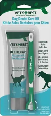 Vet'S Best Dog Toothbrush & Enzymatic Toothpaste Kit - Teeth Cleaning - Made wit
