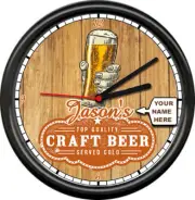 Personalized Your Name Craft Beer Brewing Man Cave Sign Wall Clock