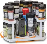 2 Tier Kitchen Organizer Spice Rack Rotating Holder Height Adjustable Saves Space