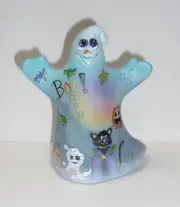 Fenton Glass Blue "Got Candy" Halloween Ghost Figurine Ltd Ed #6/39 Kim Barley