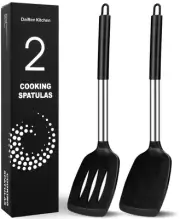 2 Pack Silicone Spatulas Turners, Stainless Steel Cooking Utensils BPA Free,H...