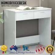 Home Office Desk Computer Laptop Workstation 2 Drawers Writing Study Table White