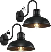 2-Pack Dusk to Dawn Outdoor Wall Sconces, Exterior Farmhouse Gooseneck Barn