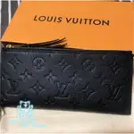 LV-LOUIS VUITTON LV M62528 ADELE 雙拉鍊 黑色 紅色 壓紋 長夾