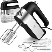 Hand Mixer Electric, 450W Kitchen Mixers with Scale Cup Storage Case, Turbo Boost/Self-Control Speed + 5 Speed + Eject Button + 5 Stainless Steel Accessories, For Easy Whipping Dough,Cream,Cake
