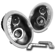 For 02-06 Mini Cooper LED Halo Projector Black Headlights Headlamps w/Bumper DRL (for: Mini)