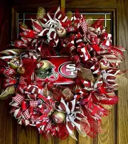 18” New Handmade Deco Mesh and Ribbon SF 49ers Wreath. Can Do Custom Orders.