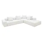 [James Lane] Riley Linen Pure White Modular Sofa - Arm, 2x Armless, Corner, Right Terminal