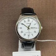 Casio MTP-V006L-7B Black Leather Roman Numeral White Analog Men's Casual Watch