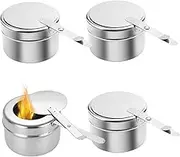4Pcs Stainless Steel Fuel Holder, Chafing Wick Fuel Holder with Detachable Cover & Portable Handle for Home Camping Picnic Outdoor, 4Pcs Set, Chafing Dish Burners