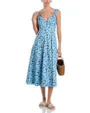 The White Lotus x Aqua Printed Tie Shoulder Midi Dress - Exclusive