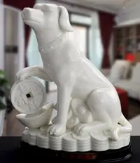 在飛比找Yahoo!奇摩拍賣優惠-歐式 好品質 白色陶瓷 生肖屬狗金元寶 可愛小狗狗動物  保