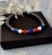 Mens Bracelet 925 Sterling Silver gemstones beaded classic colours