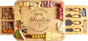 Charcuterie Board Set Gift- Housewarming Gifts for New Home Homeowner, New Home Gift Couple, Engraved Bamboo Cheese Board for Serving, First House Presents for Neighbor Friends, Realtor Closing Gifts