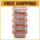 BPA-Free Glass Meal Prep Containers, 5-Pack with 4-Cup Capacity and Locking Lids