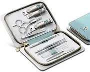 MR.GREEN Fashion Imprint Manicure Sets Professional Nail Clipper Set Personal Care Tool Kits Nial Cutter Gift With Leather Case (Green(10Pcs Set))