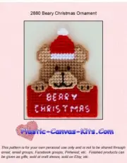 Beary Christmas Ornament- Plastic Canvas Pattern or Kit