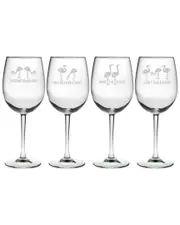 Susquehanna Glass Set of 4 Flocking Ridiculous Assortment Wine Glass