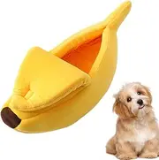 Generic Banana Cat Nest Bed - Warm Pet Bed, Winter Cat Nest | Yellow Banana Shape Sleeping Nest, Novelty Dog Banana Bed for Kittens, Chinchillas, Hamsters, Rabbits, Ferrets