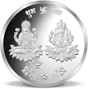 Traditional Silver Coin Laxmi & Ganesh Ji/Laxmi & Ganesh Ji Silver Coin/Silver Round Shape Laxmi Ganesh Coin/Dhantaras Diwali New Year Gift Use Coin (20 Grm) Pack of 1