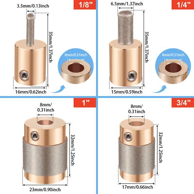 4Pcs Stained Glass Grinder Bit Diamond Grinder Bit Head Tool Set 1inch AlfJu⊕
