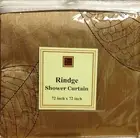 Rindge Stitched Leaves in Chocolate thread on Goldtone Fabric Shower Curtain