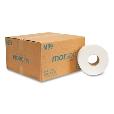 Tissue Jumbo Toilet Paper, Septic Safe, 2-Ply, White, 3.3" X 1,000 Ft, 12/Carto