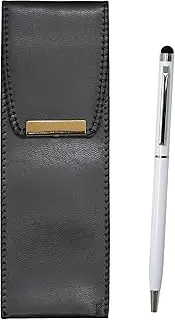 Eco Leather Pen Case Black Smartphone Touch Aluminum Rotating Ballpoint Pen Set of 3 White T23-BR-B-CC603-W-3