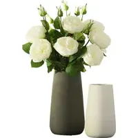 在飛比找樂天市場購物網優惠-花瓶 北歐陶瓷花瓶創意土陶拉絲白色店鋪乾花插花瓶器客廳擺件裝