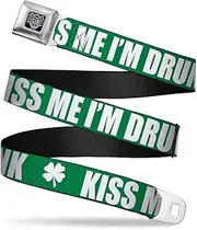 [Buckle-Down] Seatbelt Buckle Belt, St. Pat's Kiss Me I'm Drunk and Shamrock