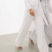 Asos Women’s White Sequin Pants - Size 12