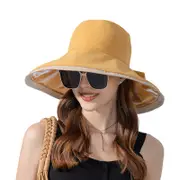 Nevenka Sun Hats UV Protection Wide Brim Foldable Beach Hats with Windproof Tether-Turmeric