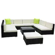 Gardeon 10-Piece Outdoor Sofa Set Wicker Couch Lou