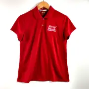 Adidas Climalite Polo Shirt Women's Size Large Red Budweiser Logo Short Sleeve