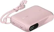 Belkin Portable Charger, Slim USB-C Power Bank 10,000mAh w/ 2 USB-C Ports, Digital Battery Display, 20W Charging for iPhone 16,15,Plus,Pro,Pro Max, Samsung Galaxy S25 S24, Pixel 9, iPad & More-Pink