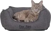 Four Paws Australia Small Dog Bed - CertiPUR-US® Certified Memory Foam, Plush Faux Fur and Jacquard Fabric with Anti-Slip Bottom, Easy-to-Clean Removable Cover