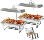 9SHOME 2PACK 11L Chafing Dish Buffet Food Warmer Pan Set with Cover Stand, St...