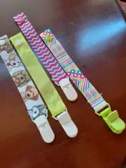 4 Baby Girl Pacifier Clip Strap Dummy Soother Holder Baby Shower Gift