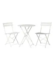 [Gardeon] Gradeon 3PC Outdoor Bistro Set Steel Table and Chairs Patio Furniture in White