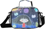 Cat Woman Cartoon Insulated Lunch Box for Women Men - Ideal for Work, Picnics - Includes Adjustable Shoulder Strap