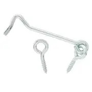 2PK Everbilt 4 in. Zinc-Plated Steel Hooks and Eyes For Screen Door Gate Fence
