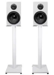 Pair Rockville RockShelf 64W White 6.5" Home Bookshelf Speakers w/29" Stands