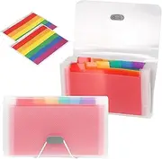 Mardatt 2Pcs A6 Expanding File Folder with Label, 13-Pocket Mini Accordion Organizer for Receipts, Cards & Documents