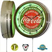 16" Drink Coca-Cola Thirst Quenching Coke Sign Green Neon Clock