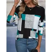 Women's Tunic Stylish Color Block Striped Print Long Sleeve Regular Tops Crew Neck Daily BlackWhiteGray Red Orange Spring Fall