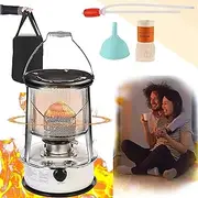Kerosene Stove Heater, Portable Stainless Steel Oil Heater Glass Burner for Outdoor Patio Refined for Indoor Camping,White6L